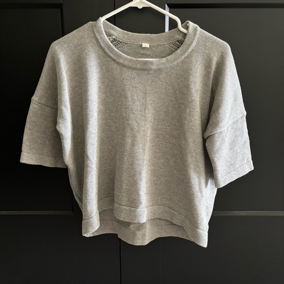 Lululemon Bhakti Reality gray knit sweater Short Sleeve Sweater Top Size 4 gray - Picture 3 of 6
